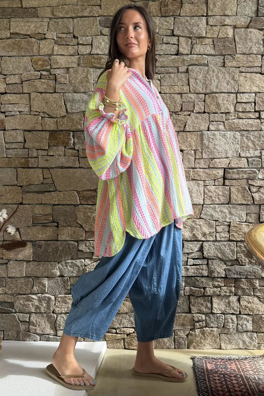 Peruvia Pillow Cotton Nero Smock Top Baby Blue /12=